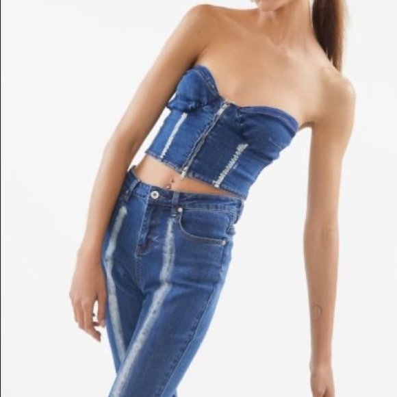 I AM GIA Blue Denim Corset Savannah Strapless Top - Picture 4 of 10